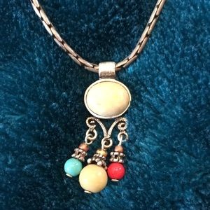 Fossil stone pendant necklace